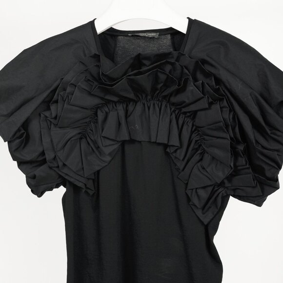 Alexander McQueen Black Cotton Poplin & Jersey Ruffle Tee - Picture 3 of 9